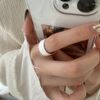 Cluster anneaux Silvologie 925 Texture minimaliste en argent sterling large pour les femmes Japon Corée Tempérament de la tempérament Open Bijoux Fine