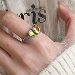 Cluster Ringen Silvology Echt 925 Sterling Zilver Geel Zirkoon Hart Voor Vrouwen Twee Kleuren Vintage Doen Het Oude Korea Unieke Sieraden