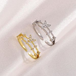 Anillos de racimo Simple mariposa mujer moda circón incrustaciones doble Metal geométrico apertura índice dedo para joyería romántica