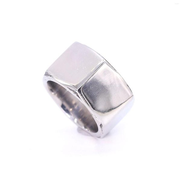 Anillos de racimo Diseño simple Joyería Hexágono Plata Tornillo Forma Hombres Anillo