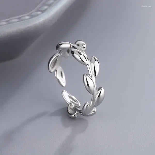 Bague de branche d'olive simple de la mode simple avec ouverture argentée ouverture ajustée élégante étudiante étudiante de loisirs bijoux