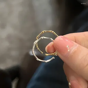 Cluster anneaux simples de mode de mode argent en bambou pour les femmes hommes or couleur ajusté ajusté masculin fiançailles anneau de mariage bijoux