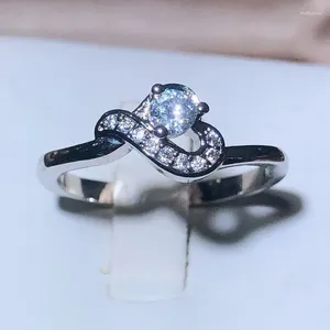 Cluster ringen eenvoudige hartvorm zilveren kleur sieraden ring 925 postzegel niveau cz trouwband verloving voor vrouwenmeisjes