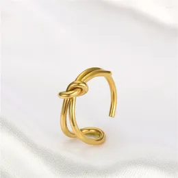 Cluster Ringe Einfache Ins Einstellbare Verknotet Ring Süßes Temperament Mädchen Edelstahl Koreanische Mode Damen Schmuck Geschenk