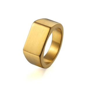 Clusterringen eenvoudige mannen gewone ring sieraden hoog gepolijst goud zilver zwart 316L roestvrijstalen vinger retro titanium wrap342p