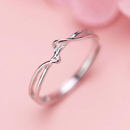 Clusterringen Eenvoudig zeegolfpaar Ocean Surf 925 Sterling Silver Ring For Women Wedding Sieraden Gift