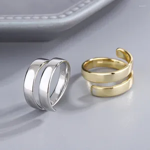 Cluster ringen eenvoudige gladde wikkelingsring met dubbele laag met sier vergulde opening verstelbare persoonlijkheid dame vrijetijdsfeestje sieraden