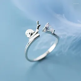 Cluster anneaux simples anneau d'escargot de la mode en forme de coeur zircon argenté plaque d'ouverture de personnalité de fête romantique pour femmes bijoux