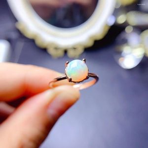 Bagues de cluster Simple Sterling Silver 925 Dames All-Natural Opal Ring Couleur Super Bright Cadeau de fiançailles Boutique spéciale