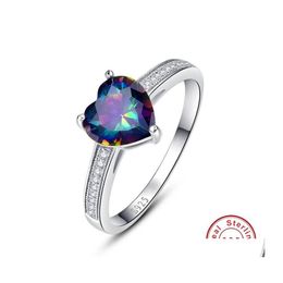 Cluster ringen eenvoudige vrouwen sieraden 925 Sier hart gesneden klassieke ring edelsteen regenboog topaz voor bruiloftsgrootte 6/7/8/9 drop levering dh5ke