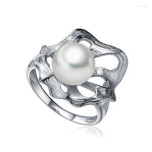 Bagues en grappe Sinya bague en argent perle avec 9-9.5mm d'eau douce naturelle 925 Sterling bijoux cadeau femmes amoureux