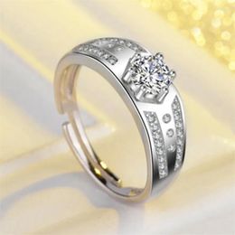 Bagues de cluster Six réglables hommes bague sterling 925 ringen fiançailles fête marié bijoux de mariage amour promesse bague