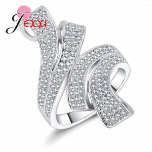 Clusterringen Maat 6 7 8 9 10 Topkwaliteit 925 Sterling Zilver Naald - Sieraden Dames Trendy PartyEngagement Vingerring Met Volledig Wit