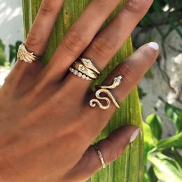 Cluster Rings Taille # 6 7 8 9 Or Rempli Mignon Animal Knuckle Long Serpent En Forme De Doigt Complet Pour Femmes Dames Été Classique À La Mode JewelryClus