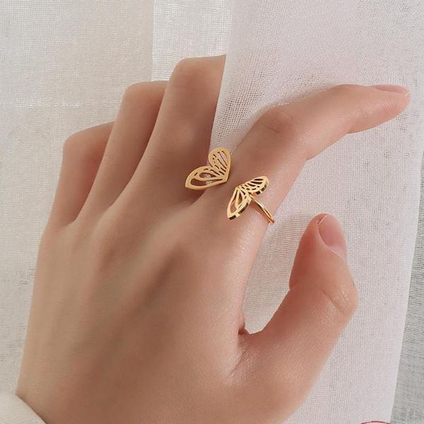 Anillos de racimo tamaño 7 mariposa bonita para mujer chica adolescente moda coreana 2022 adornos de moda accesorios al por mayor joyería Bague Femme