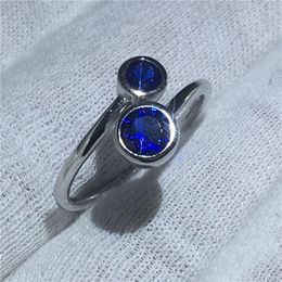 Clusterringen aanzienlijk Eeuwige Love Soild 925 Sterling Silver Ring Blue 5a Zirkon Stone CZ Betrokkenheid trouwring voor vrouwencadeau