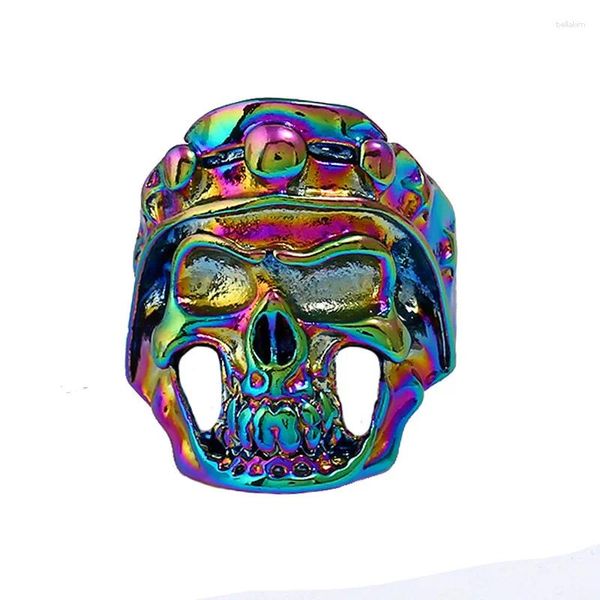 Anillos de clúster Helmets Skull Ring Finger Halloween Jewely Punk Skeletons Head Men's Altoy Colorido Ghost Avanzado Artículo No.: JY2736