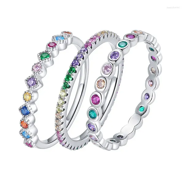 Cluster anneaux minces rares délicats minces pour les femmes simples couleurs argentées multicolores accessoires de bague à doigt mode y2k bijoux kcr039