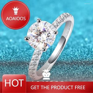 Cluster anneaux Smyoue 18K plaqués 1.9ct Ring Moisanite Certifié pour les femmes D Couleur Classic Sparkling Simuled Diamond Wedding Band