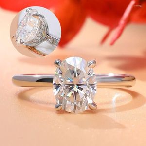 Clusterringen Smyoue 18k witgoud 2ct Moissanite diamanten ring voor vrouwen ovale fancy geslepen bruidssets Solitaire bruiloftsbelofte Ban2328