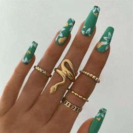 Cluster anneaux serpent pour femmes hommes en acier inoxydable gothique golf doigt punk esthétique bijoux de fête vintage couple cadeau cadeau f2535