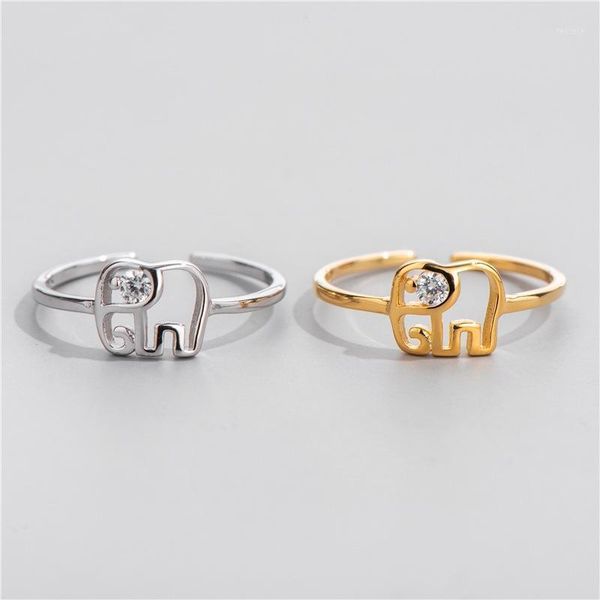 Cluster anneaux sodrov s925 argent sterling mignon animal éléphant ring femelle creux single diamant girl coréen simple ring1