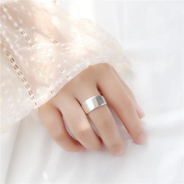 Cluster Rings Sodrov S925 Sterling Silver Thai Wide Face Ring Femme Simple Fashion Texture Distressed Réglable