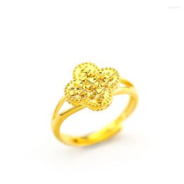 Cluster anneaux Soiild 18k Jaune Glage de croix réglable pour femmes Fashion de mariage Fashion Bijoux de Noël Cadeaux