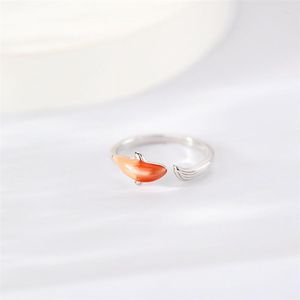 Cluster Rings Sole Memory Classic Literature Art Good Luck Carp Orange Drip Glaze Silver Color Femelle Ouverture redimensionnable SRI941