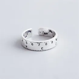 Cluster anneaux Sole Mémoire rétro mini-règle créative argenté couleur femme redimencable ouverte d'anneau d'ouverture pour les femmes bijoux de mode cadeau d'anniversaire de fête
