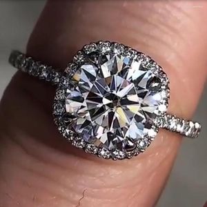 Cluster ringen massief 10K wit goud vrouwen bruiloft verlovingsring 1 2 3 4 5 ronde Moissanite diamant klassiek trendy romantisch