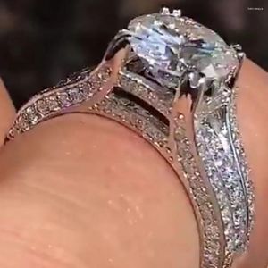 Cluster ringen massief 10K wit goud vrouwen mannen ring Moissanite diamanten 1 2 3 4 5 ronde bruiloft verjaardag betrokkenheid romantisch