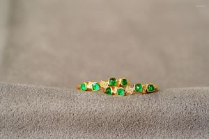 Clusterringen Solid 18K Goud 0,3ct Natuur Emerald Gemstones For Women Fine Jewelry Presents the Six-Word vermaning