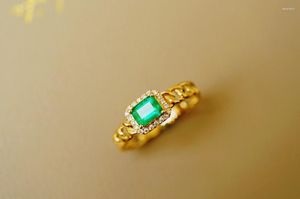 Clusterringen Solid 18K Goud 0,55ct Natuur Emerald Gemstones For Women Fine Jewelry Presents the Six-Word vermaning