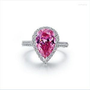Cluster Rings Solid 18K White Gold Au750 Ring 2ct Pink Pear Diamond Betrokkenheid Wedding Anniversary