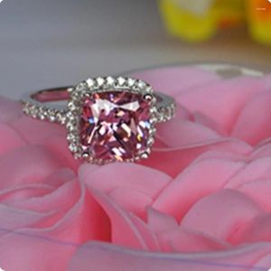 Cluster ringen massief 18K wit goud AU750 3CT Pinky kussen diamanten verlovingsring voor bruids Xms cadeau haar
