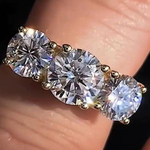 Cluster ringen massief 18K geel goud vrouwen ring Moissanite diamanten 1 2 3 4 5 Ct ronde stuks bruiloft verjaardag betrokkenheid luxe