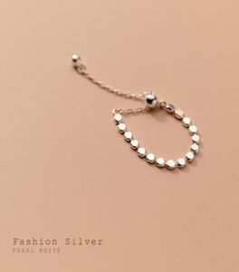 Cluster anneaux solides 925 argent sterling pour les femmes adolescentes perles plates plats ajustivables mode coréenne bijoux minimaliste 7642260