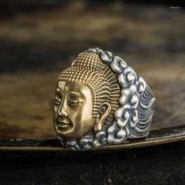 Cluster Rings Solid 999 Sterling Silver Mens Men Mense Handmade Boeddha Punk Biker Ring Jewelry A5657