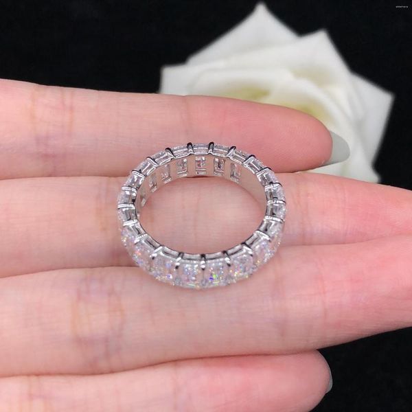 Bagues en grappe platine solide PT950 bague diamant femmes fiançailles alliance anniversaire pour fille D couleur bijoux en or pur