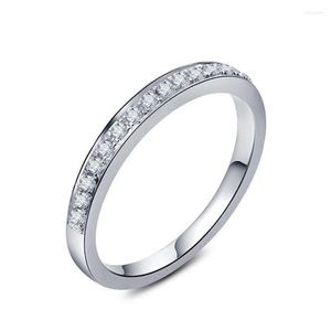 Clusterringen Solid Platinum PT950 Wedding Band Ring Halve ronde Diamant voor vrouwen BRIDAL D KLEUR VVS1 Mooie vinger sieraden