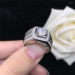 Cluster Ringen Massief Wit Goud AU750 Mannelijke Ring 2CT Moissanite Diamant Voor Heren Verloving Liefde Verklaring Verjaardag Sieraden Cadeau
