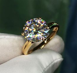 Clusterringen Solitaire 15ct Lab Diamond 24K Gold Ring Origineel 925 Sterling Silver Engagement Wedding Band For Women Bridal Jood5633690