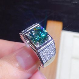 Cluster ringen Solitaire mannelijk 2ct groene sona zirkon ring wit goud gevulde verloving trouwring voor mannen moissanite sieraden