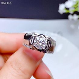 Cluster Ringe Solitär Männer 2CT Lab Diamant Edelstein Ring 925 Sterling Silber Schmuck Verlobung Hochzeit Band für Jubiläumsgeschenk