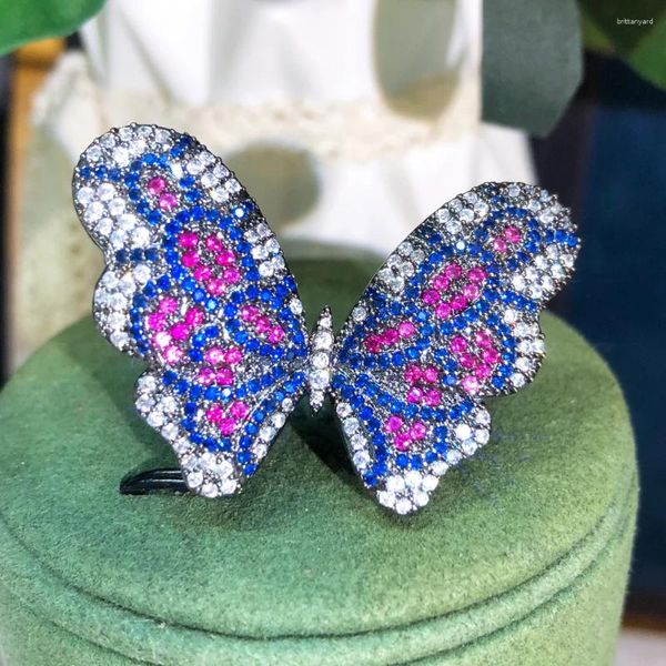 Bagues de cluster Soramoore Luxe Inde Mariage Papillon Pour Femmes Mariée Engagement Party Bijoux Cubique Zircone CZ Accessoires