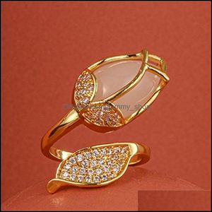 Cluster Rings Zuid -Koreas Nieuw ontwerp Fashion sieraden Prachtig koper ingelegde zirkon opaal tip creatieve opening ring vrouwelijk promdeel dhjib