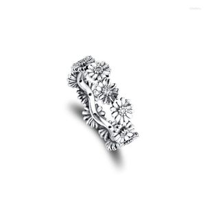 Bonnes de couronne de fleurs de fleurs étincelantes Ring 925 Bijoux en argent sterling pour la fabrication de style européen