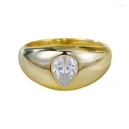 Clusterringen Spring Qiaoer 18K GOUD GOLD 925 Sterling Silver Peer Cut 5 7 mm Lab Sapphire Gemstone Fine Ring For Women Sieraden Gifts
