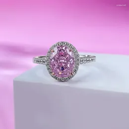 Cluster Anneaux Springlady 925 Serling Silver Oval Cut 9 7 mm Lab rose Sapphire High Carbone Diamond Gemstone Engagement Bijoux Banque pour femmes